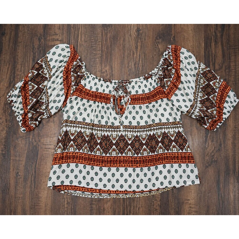 LIVING DOLL BOHO OFF SHOULDER TOP WOMENS S RAYON USA FESTIVAL